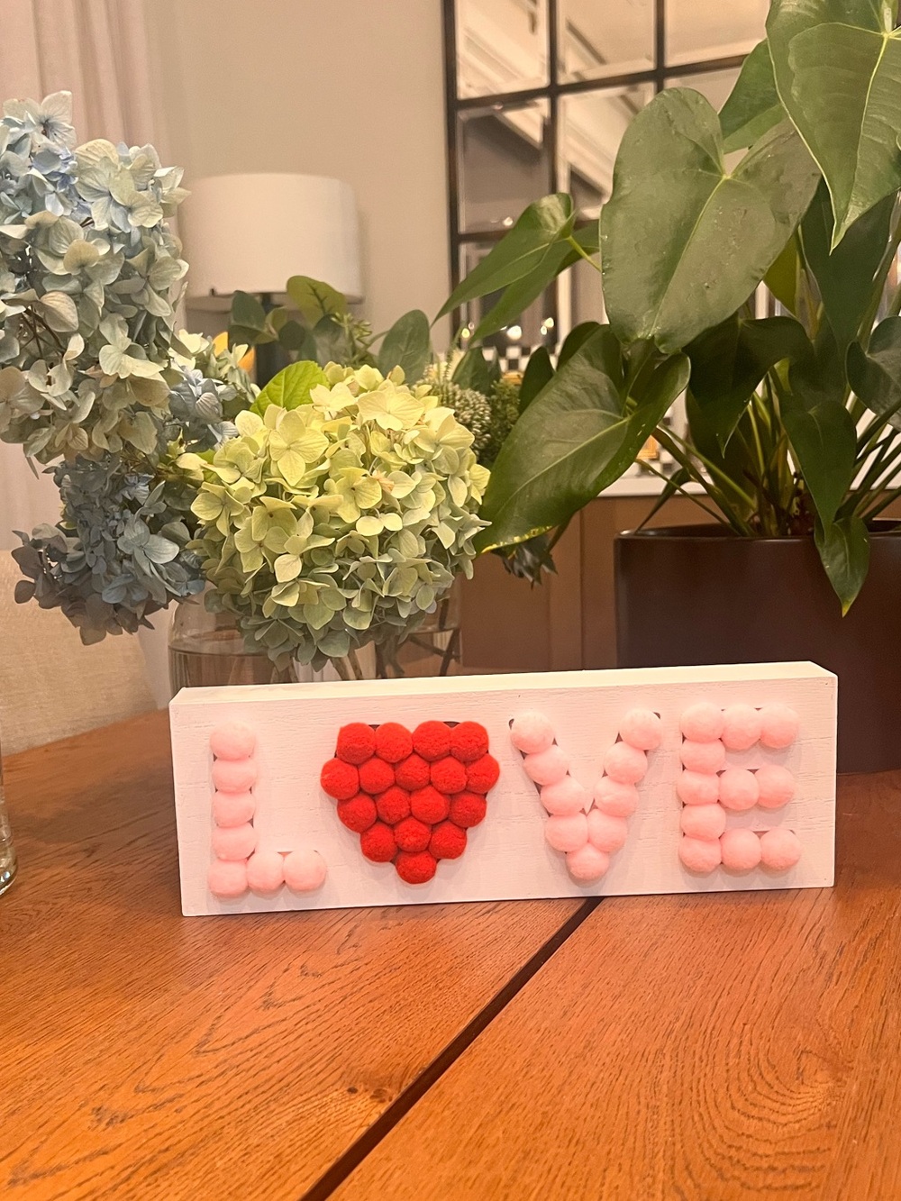 Handcrafted Pink and Red LOVE Wood Sign - Home Accents Decor